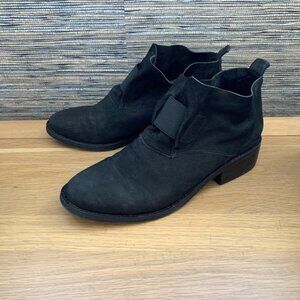 Eileen Fisher Soul Tumbled Nubuck Leather Black Ankle Bootie Classic 7M